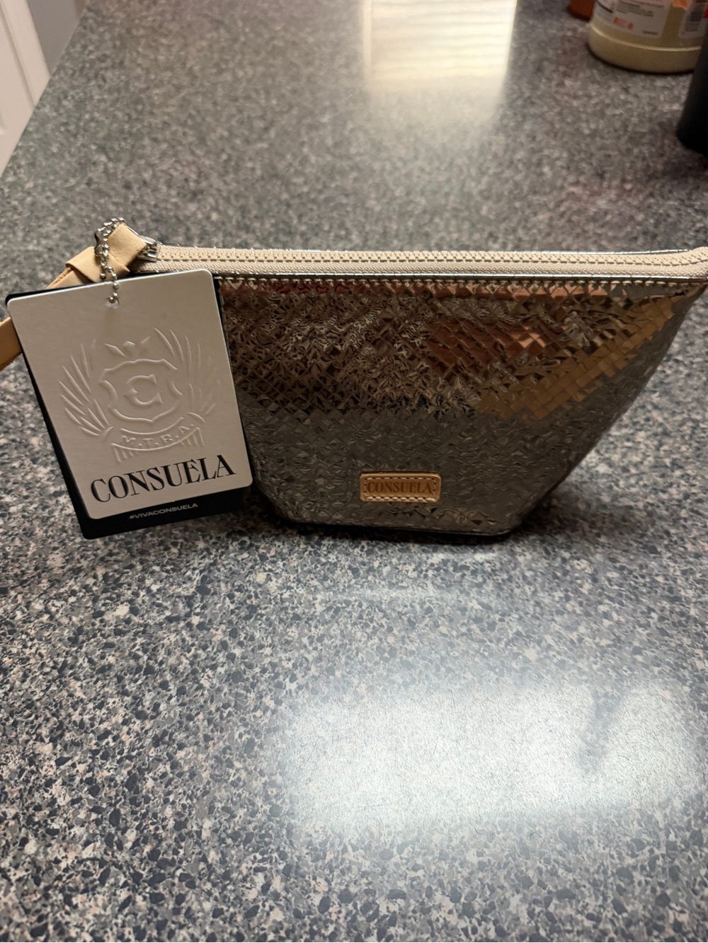 Consuela Kyle Medium Tool Kit - Shiny Woven Metallic Pouch - Gold
